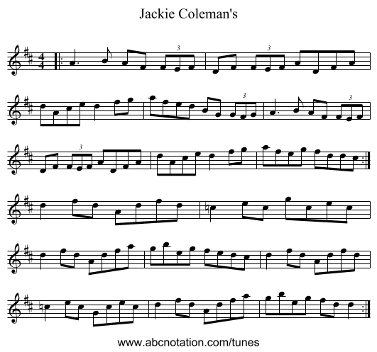 Jackie Coleman's - staff notation