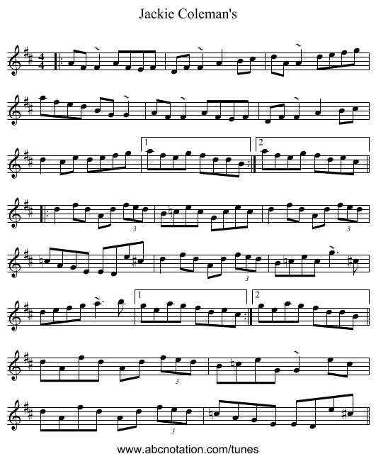 Jackie Coleman's - staff notation