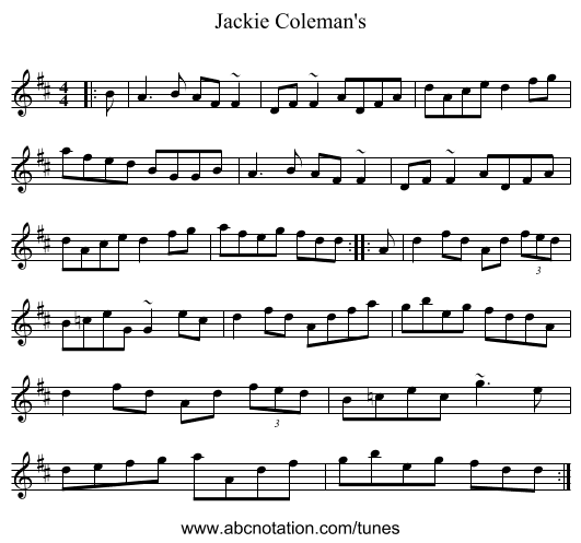 Jackie Coleman's - staff notation