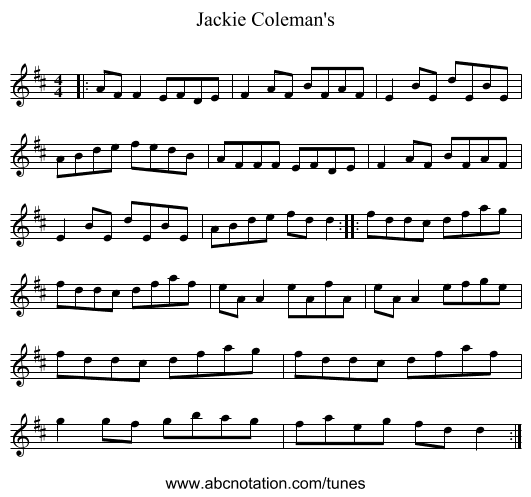 Jackie Coleman's - staff notation