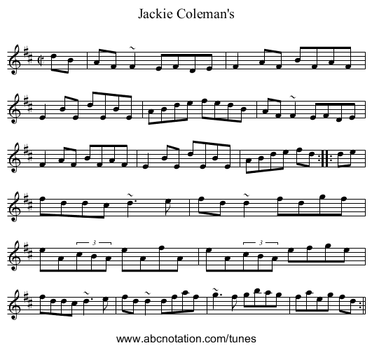 Jackie Coleman's - staff notation