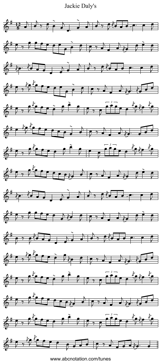 Jackie Daly's - staff notation