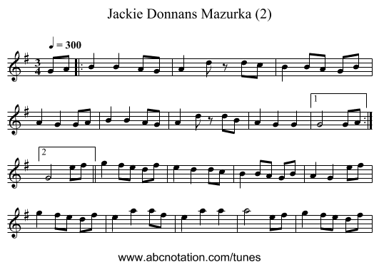 Jackie Donnans Mazurka (2) - staff notation