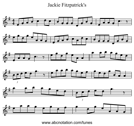 Jackie Fitzpatrick's - staff notation