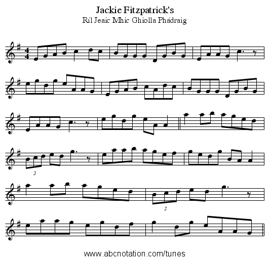 Jackie Fitzpatrick's - staff notation
