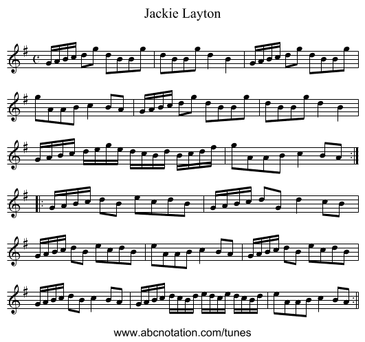 Jackie Layton - staff notation