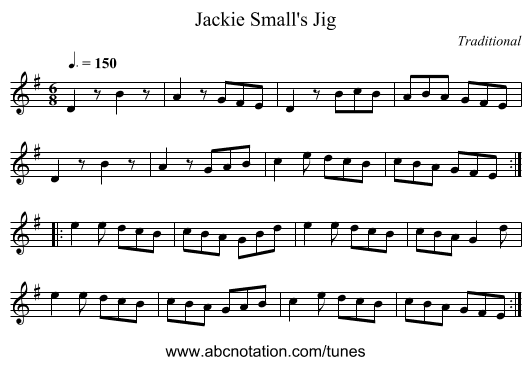 Jackie Small's Jig - staff notation