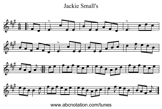 Jackie Small's - staff notation