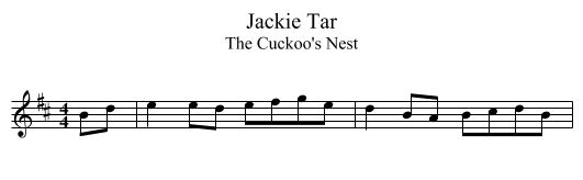 Jackie Tar - staff notation