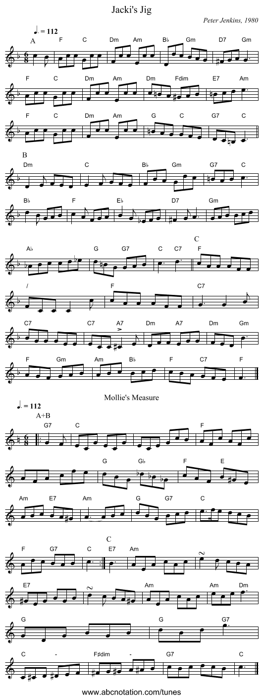 Jacki's Jig - staff notation