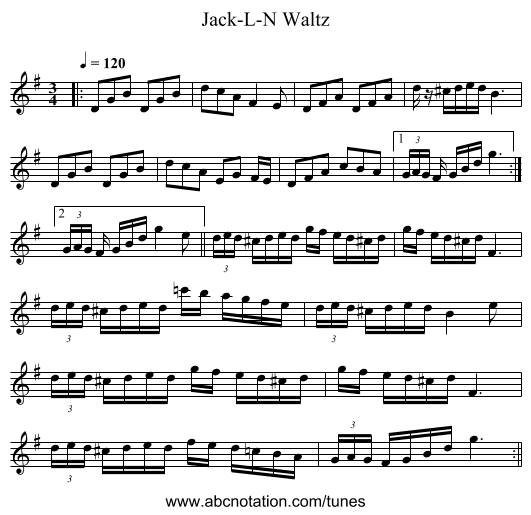 Jack-L-N Waltz - staff notation