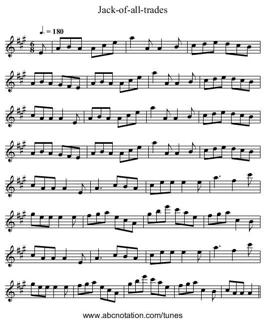 Jack-of-all-trades - staff notation