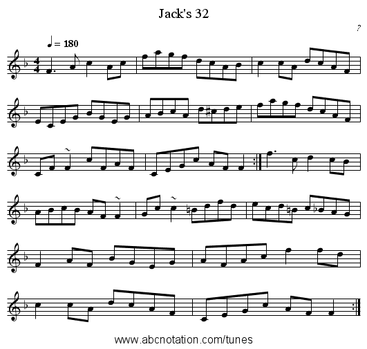 Jack's 32 - staff notation