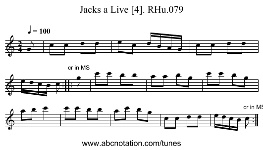 Jacks a Live [4]. RHu.079 - staff notation