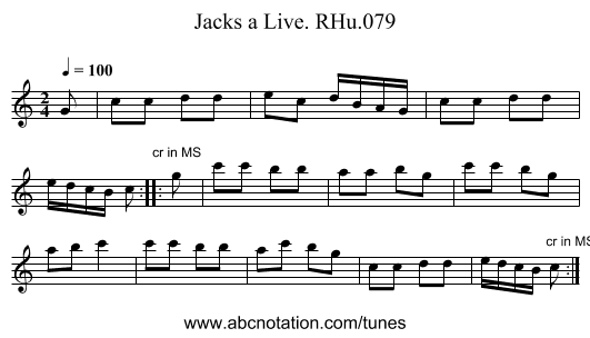 Jacks a Live. RHu.079 - staff notation
