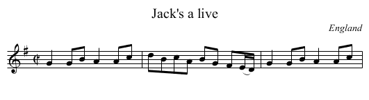 Jack's a live - staff notation