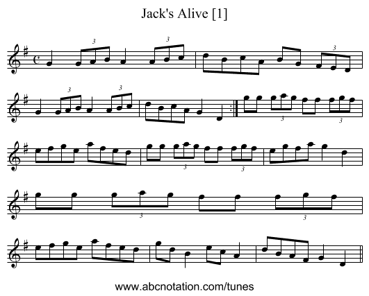 Jack's Alive [1] - staff notation