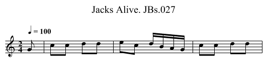 Jacks Alive. JBs.027 - staff notation