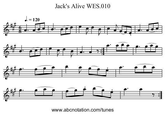 Jack's Alive WES.010 - staff notation