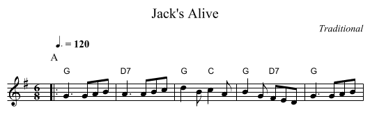 Jack's Alive - staff notation