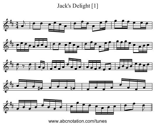 Jack's Delight [1] - staff notation