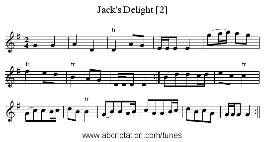 Jack's Delight [2] - staff notation