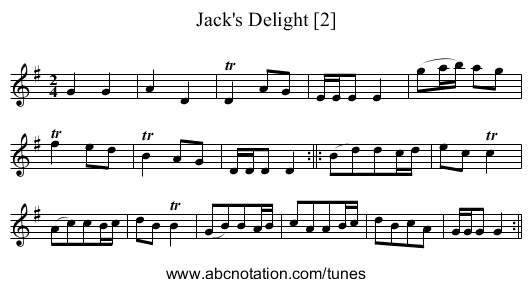 Jack's Delight [2] - staff notation