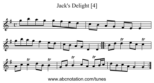 Jack's Delight [4] - staff notation