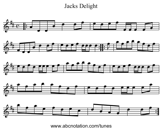 Jacks Delight - staff notation