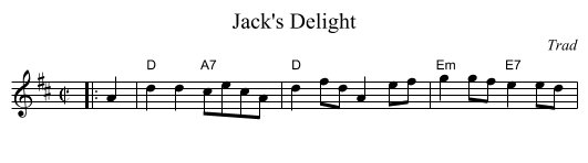 Jack's Delight - staff notation