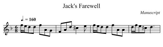 Jack's Farewell - staff notation