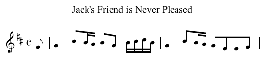 Jack's Friend is Never Pleased - staff notation