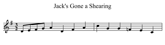 Jack's Gone a Shearing - staff notation