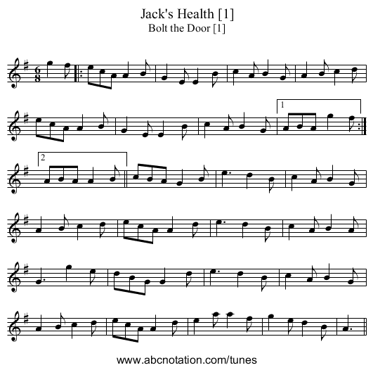 Jack's Health [1] - staff notation