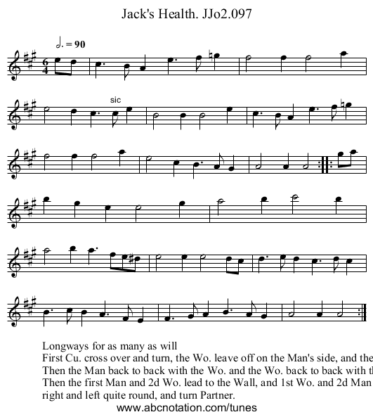 Jack's Health. JJo2.097 - staff notation
