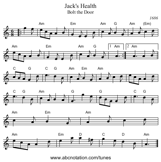 Jack's Health - staff notation
