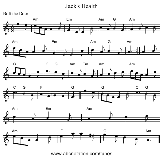 Jack's Health - staff notation
