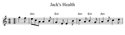 Jack's Health - staff notation