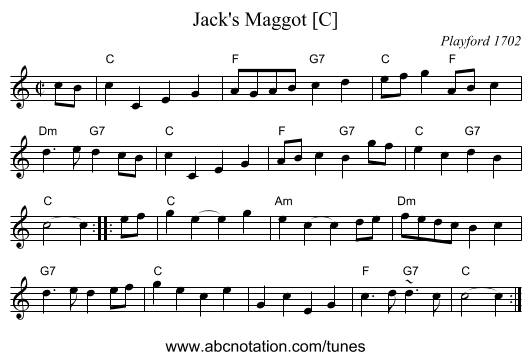 Jack's Maggot [C] - staff notation