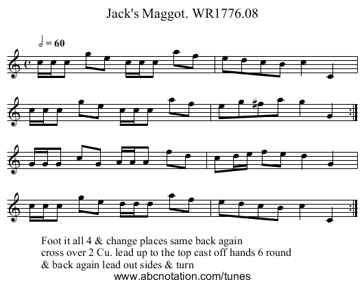 Jack's Maggot. WR1776.08 - staff notation