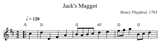 Jack's Maggot - staff notation