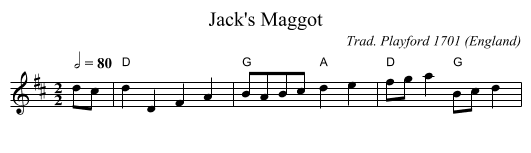 Jack's Maggot - staff notation