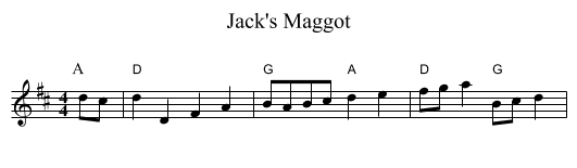 Jack's Maggot - staff notation