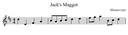 Jack's Maggot - staff notation