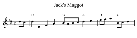 Jack's Maggot - staff notation