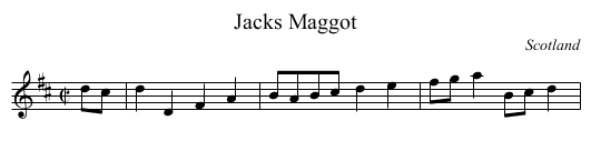 Jacks Maggot - staff notation