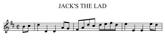 JACK'S THE LAD - staff notation