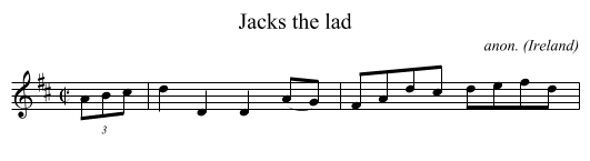 Jacks the lad - staff notation