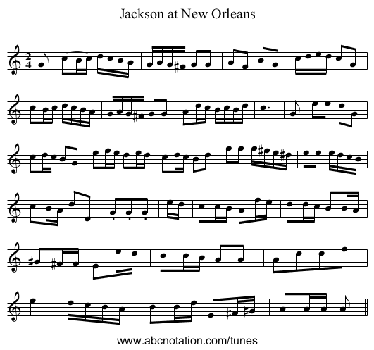 Jackson at New Orleans - staff notation