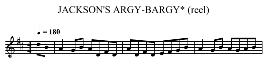 JACKSON'S ARGY-BARGY* (reel) - staff notation